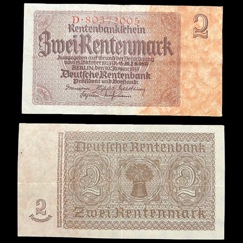1937 german mark banknote - 2x,